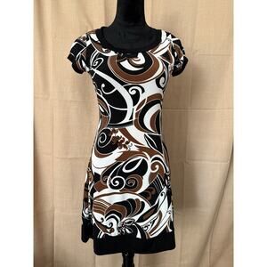 Short Sleeve brown and white dress